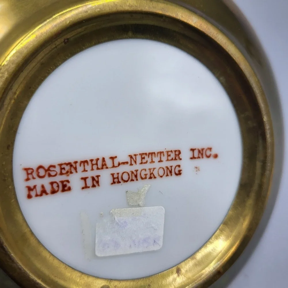 Vtg Rosenthal Netter Trinket Dish Crane Bird Brass Clad Small Bowl Gold Brown